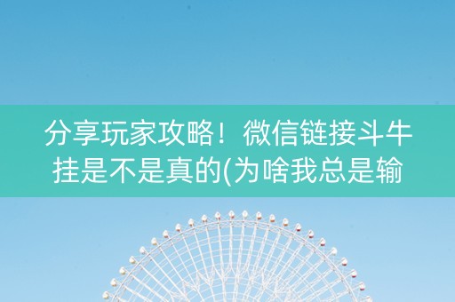 分享玩家攻略！微信链接斗牛挂是不是真的(为啥我总是输)