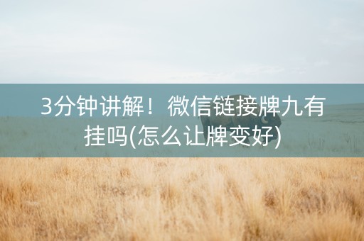 3分钟讲解！微信链接牌九有挂吗(怎么让牌变好)