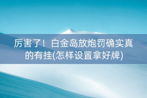 厉害了！白金岛放炮罚确实真的有挂(怎样设置拿好牌)