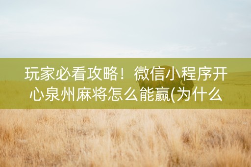 玩家必看攻略！微信小程序开心泉州麻将怎么能赢(为什么老是输)
