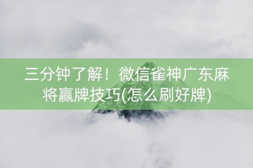 三分钟了解！微信雀神广东麻将赢牌技巧(怎么刷好牌)