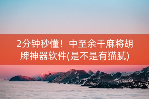 2分钟秒懂！中至余干麻将胡牌神器软件(是不是有猫腻)