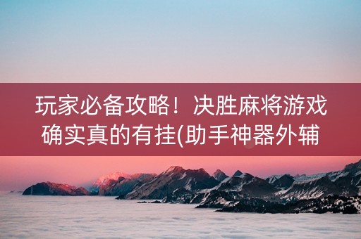 玩家必备攻略！决胜麻将游戏确实真的有挂(助手神器外辅工具)