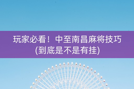 玩家必看！中至南昌麻将技巧(到底是不是有挂)