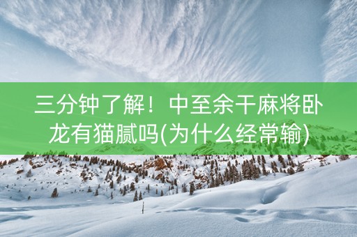 三分钟了解！中至余干麻将卧龙有猫腻吗(为什么经常输)