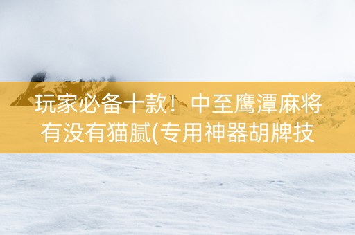 玩家必备十款！中至鹰潭麻将有没有猫腻(专用神器胡牌技巧)
