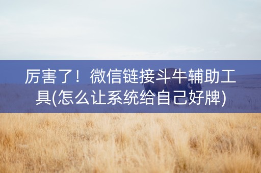 厉害了！微信链接斗牛辅助工具(怎么让系统给自己好牌)