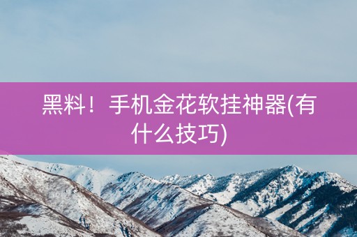 黑料！手机金花软挂神器(有什么技巧)
