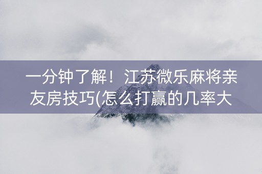 一分钟了解！江苏微乐麻将亲友房技巧(怎么打赢的几率大)