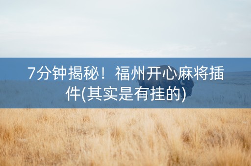 7分钟揭秘！福州开心麻将插件(其实是有挂的)