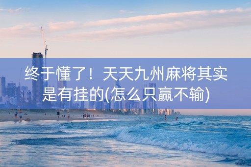 终于懂了！天天九州麻将其实是有挂的(怎么只赢不输)