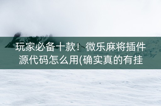 玩家必备十款！微乐麻将插件源代码怎么用(确实真的有挂)