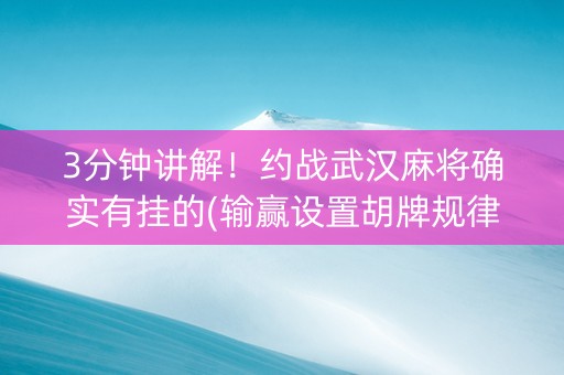 3分钟讲解！约战武汉麻将确实有挂的(输赢设置胡牌规律)