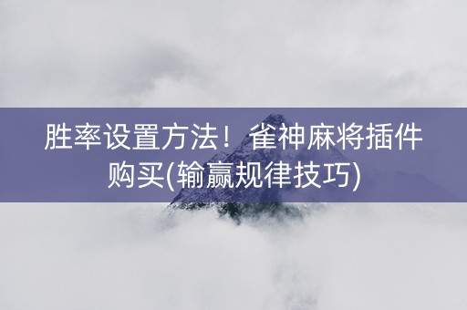 胜率设置方法！雀神麻将插件购买(输赢规律技巧)