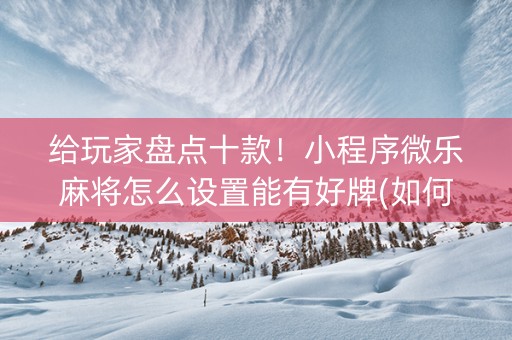 给玩家盘点十款！小程序微乐麻将怎么设置能有好牌(如何提高胜率)