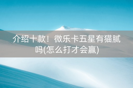 介绍十款！微乐卡五星有猫腻吗(怎么打才会赢)