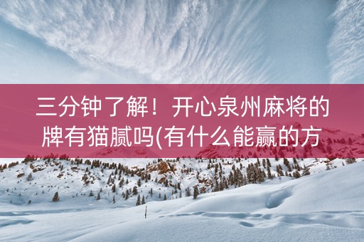 三分钟了解！开心泉州麻将的牌有猫腻吗(有什么能赢的方法)