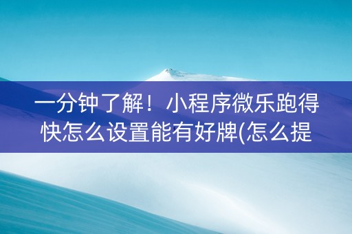 一分钟了解！小程序微乐跑得快怎么设置能有好牌(怎么提高胜率)