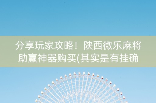 分享玩家攻略！陕西微乐麻将助赢神器购买(其实是有挂确实有挂)