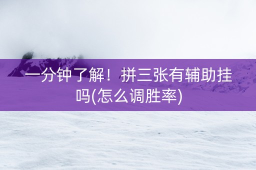 一分钟了解！拼三张有辅助挂吗(怎么调胜率)