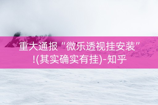 重大通报“微乐透视挂安装”!(其实确实有挂)-知乎