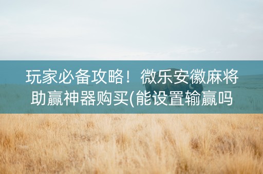 玩家必备攻略！微乐安徽麻将助赢神器购买(能设置输赢吗)