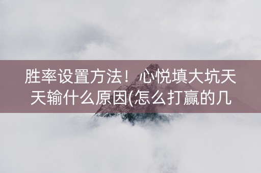 胜率设置方法！心悦填大坑天天输什么原因(怎么打赢的几率大)