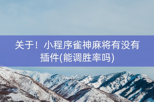 关于！小程序雀神麻将有没有插件(能调胜率吗)
