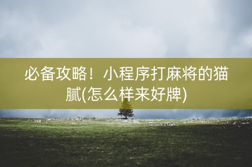 必备攻略！小程序打麻将的猫腻(怎么样来好牌)