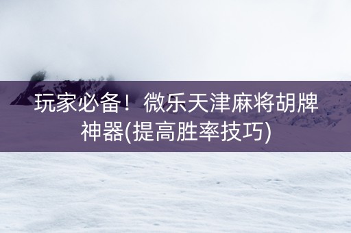 玩家必备！微乐天津麻将胡牌神器(提高胜率技巧)