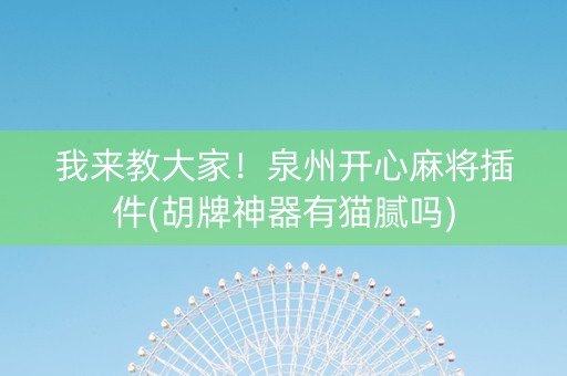 我来教大家！泉州开心麻将插件(胡牌神器有猫腻吗)