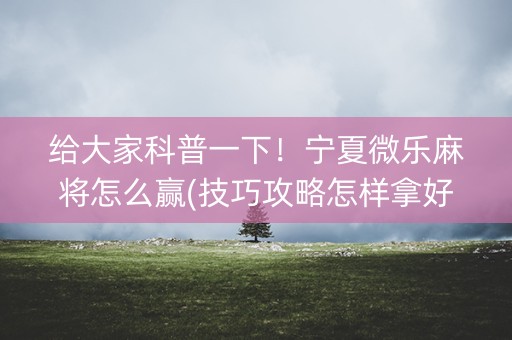 给大家科普一下！宁夏微乐麻将怎么赢(技巧攻略怎样拿好牌)
