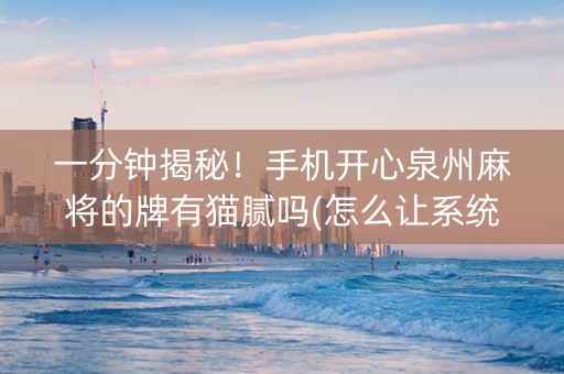一分钟揭秘！手机开心泉州麻将的牌有猫腻吗(怎么让系统给你发好牌)