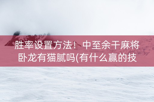 胜率设置方法！中至余干麻将卧龙有猫腻吗(有什么赢的技巧)