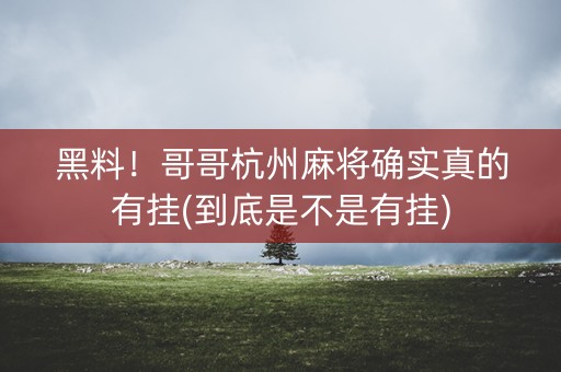黑料！哥哥杭州麻将确实真的有挂(到底是不是有挂)