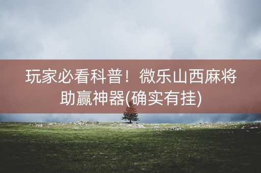 玩家必看科普！微乐山西麻将助赢神器(确实有挂)