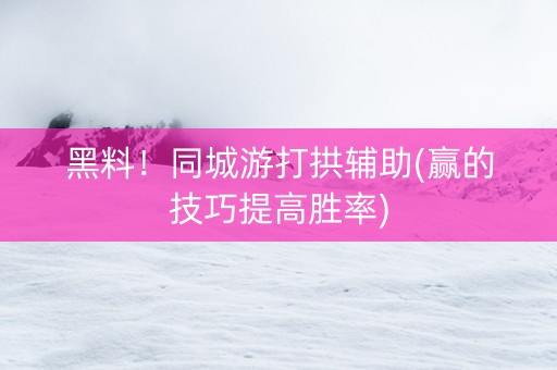 黑料！同城游打拱辅助(赢的技巧提高胜率)