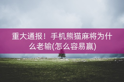 重大通报！手机熊猫麻将为什么老输(怎么容易赢)