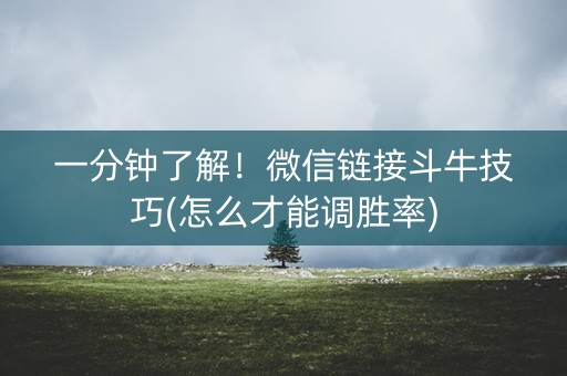 一分钟了解！微信链接斗牛技巧(怎么才能调胜率)
