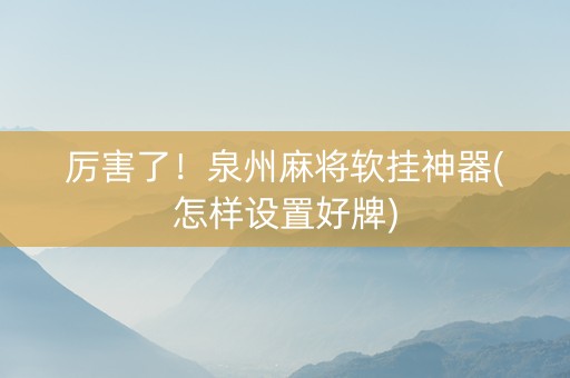 厉害了！泉州麻将软挂神器(怎样设置好牌)