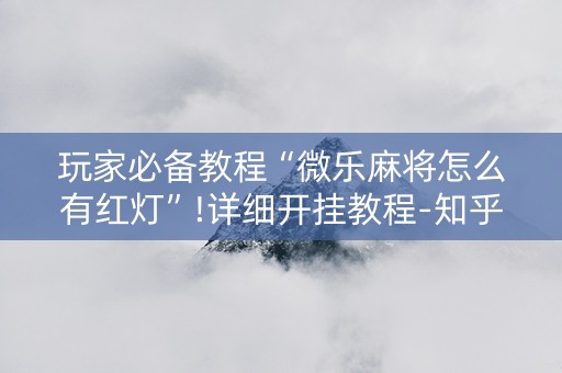 玩家必备教程“微乐麻将怎么有红灯”!详细开挂教程-知乎