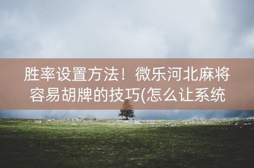 胜率设置方法！微乐河北麻将容易胡牌的技巧(怎么让系统给你发好牌)
