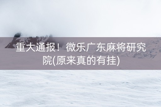 重大通报！微乐广东麻将研究院(原来真的有挂)