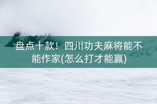 盘点十款！四川功夫麻将能不能作家(怎么打才能赢)