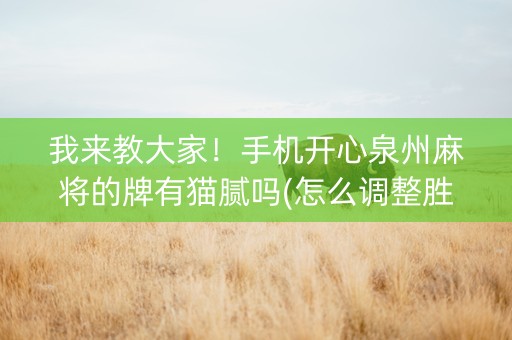 我来教大家！手机开心泉州麻将的牌有猫腻吗(怎么调整胜率)