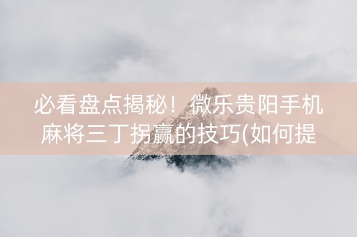 必看盘点揭秘！微乐贵阳手机麻将三丁拐赢的技巧(如何提高胡牌率)