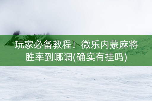 玩家必备教程！微乐内蒙麻将胜率到哪调(确实有挂吗)