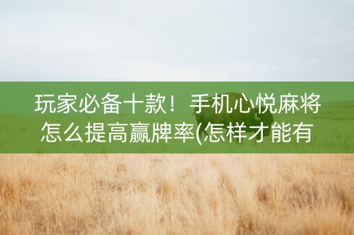 玩家必备十款！手机心悦麻将怎么提高赢牌率(怎样才能有好牌)