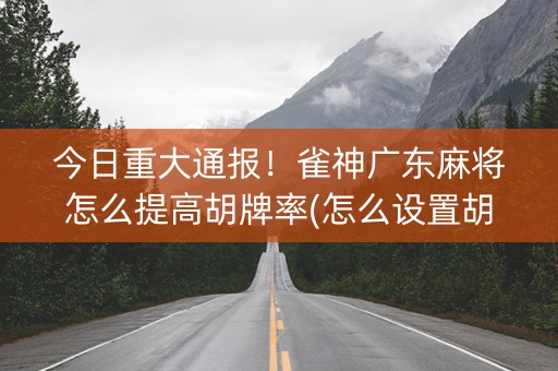 今日重大通报！雀神广东麻将怎么提高胡牌率(怎么设置胡牌)