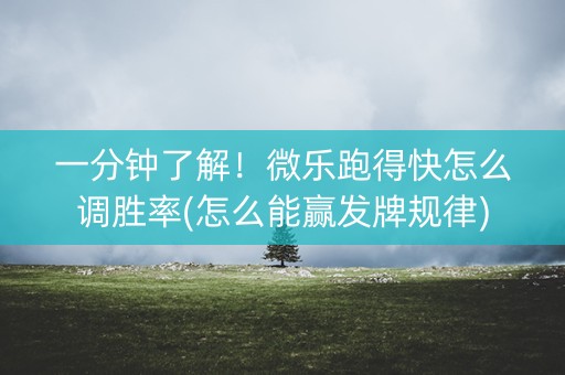 一分钟了解！微乐跑得快怎么调胜率(怎么能赢发牌规律)